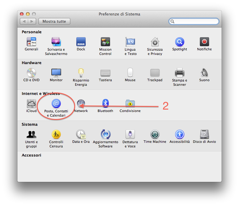 Apple Mail Configurare posta step per Note Mac OS step 1