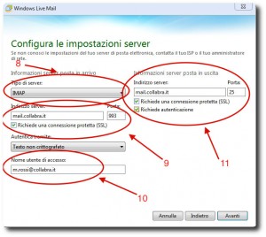 Configurazione posta elettronica con Windows Live mail